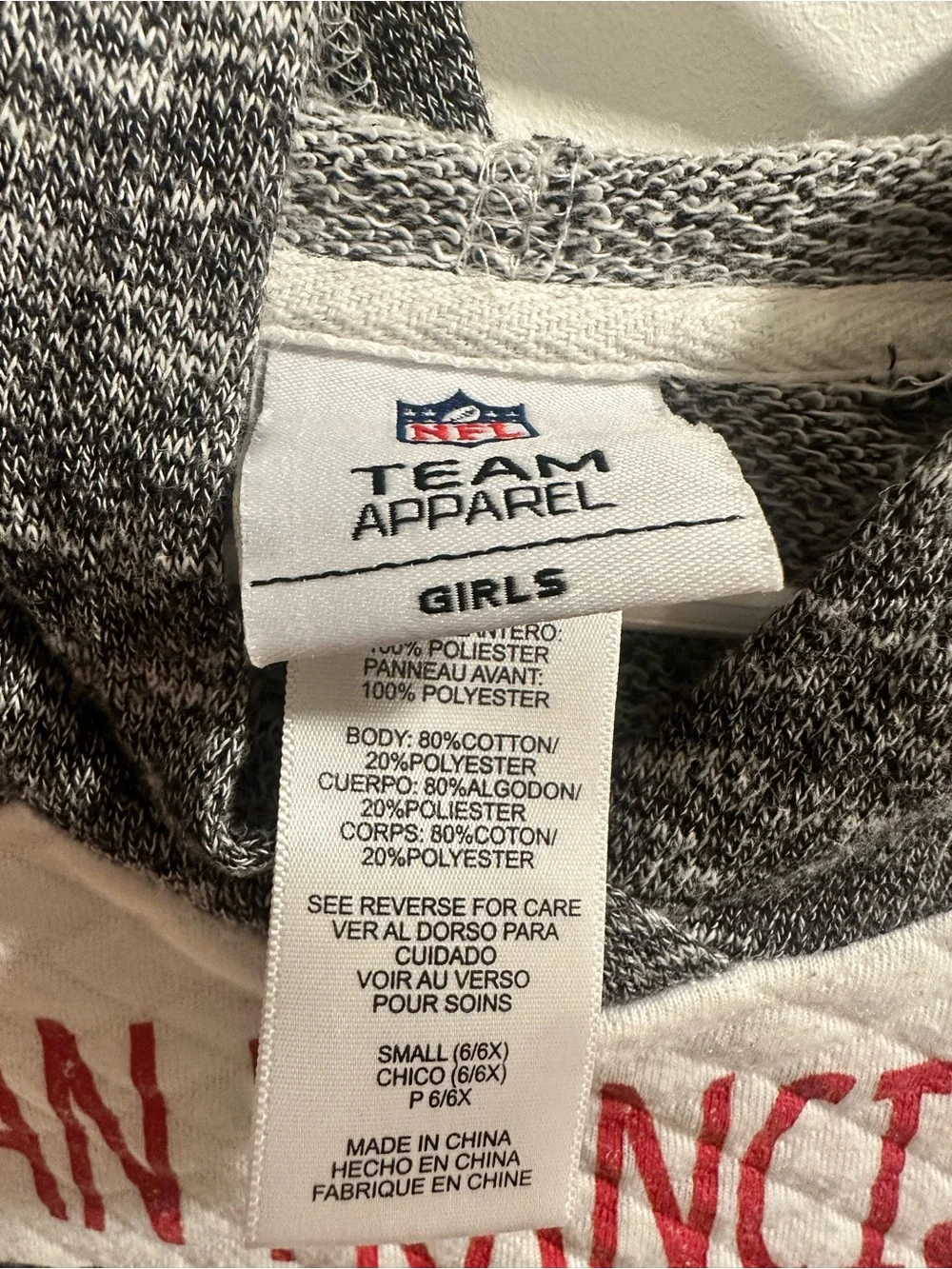NFL San Francisco 49ers Quilted Pullover Hoodie - Child Girls Size 6